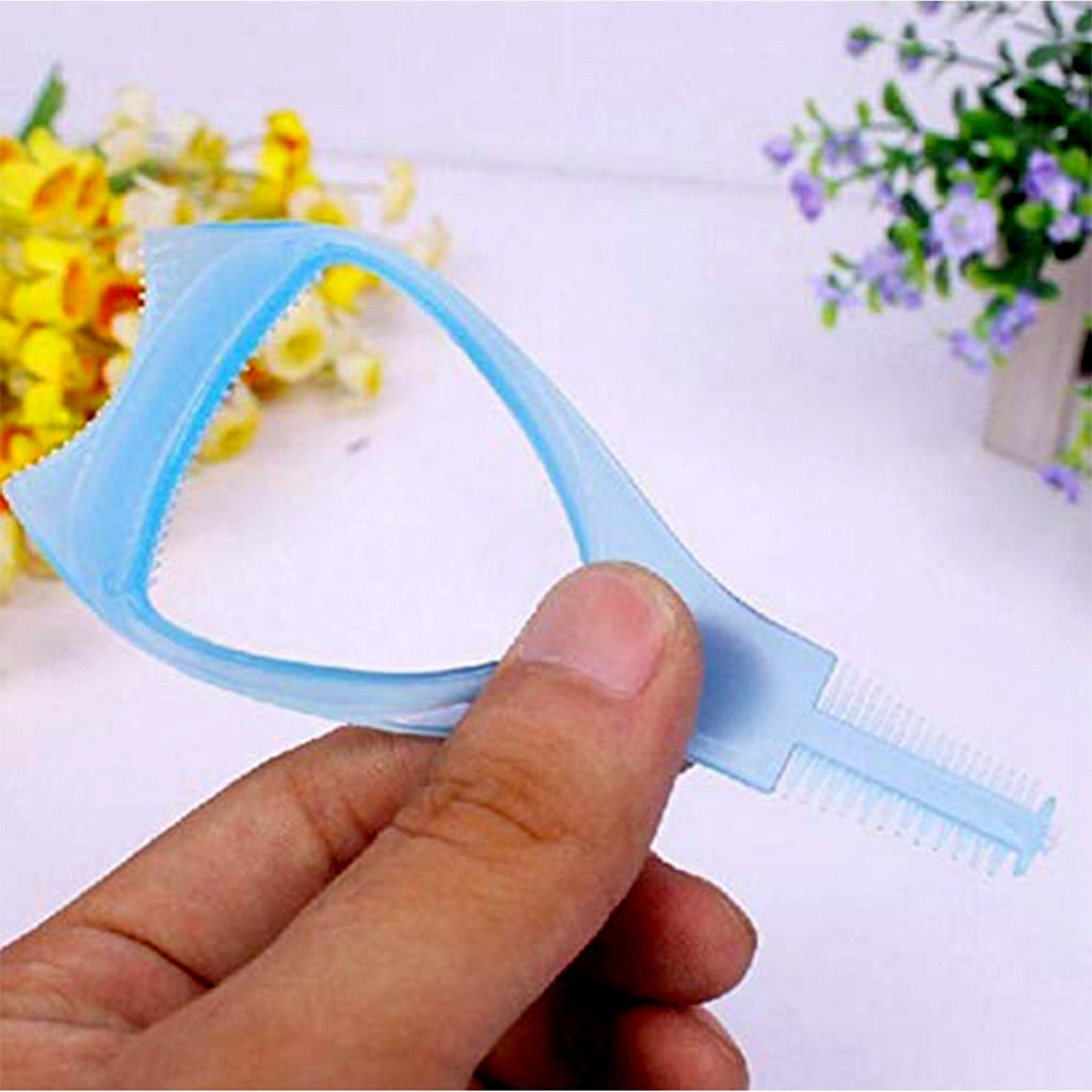 3-in-1 Plastic Eyelash Tool: Mascara Guide, Brush & Curler (1 Pc)