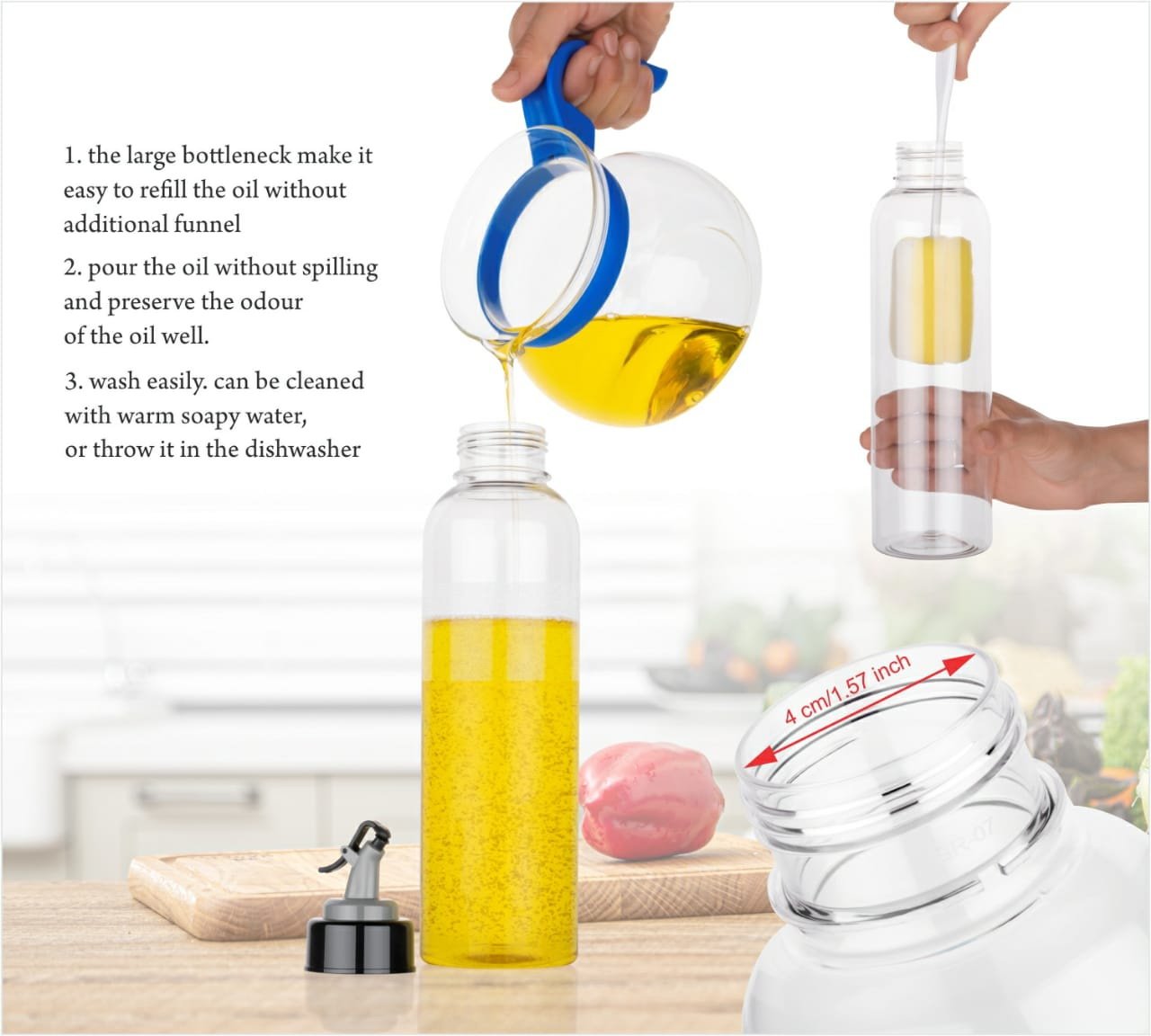 1-liter transparent plastic bottle for oil, easy to use anTrendsbazar.