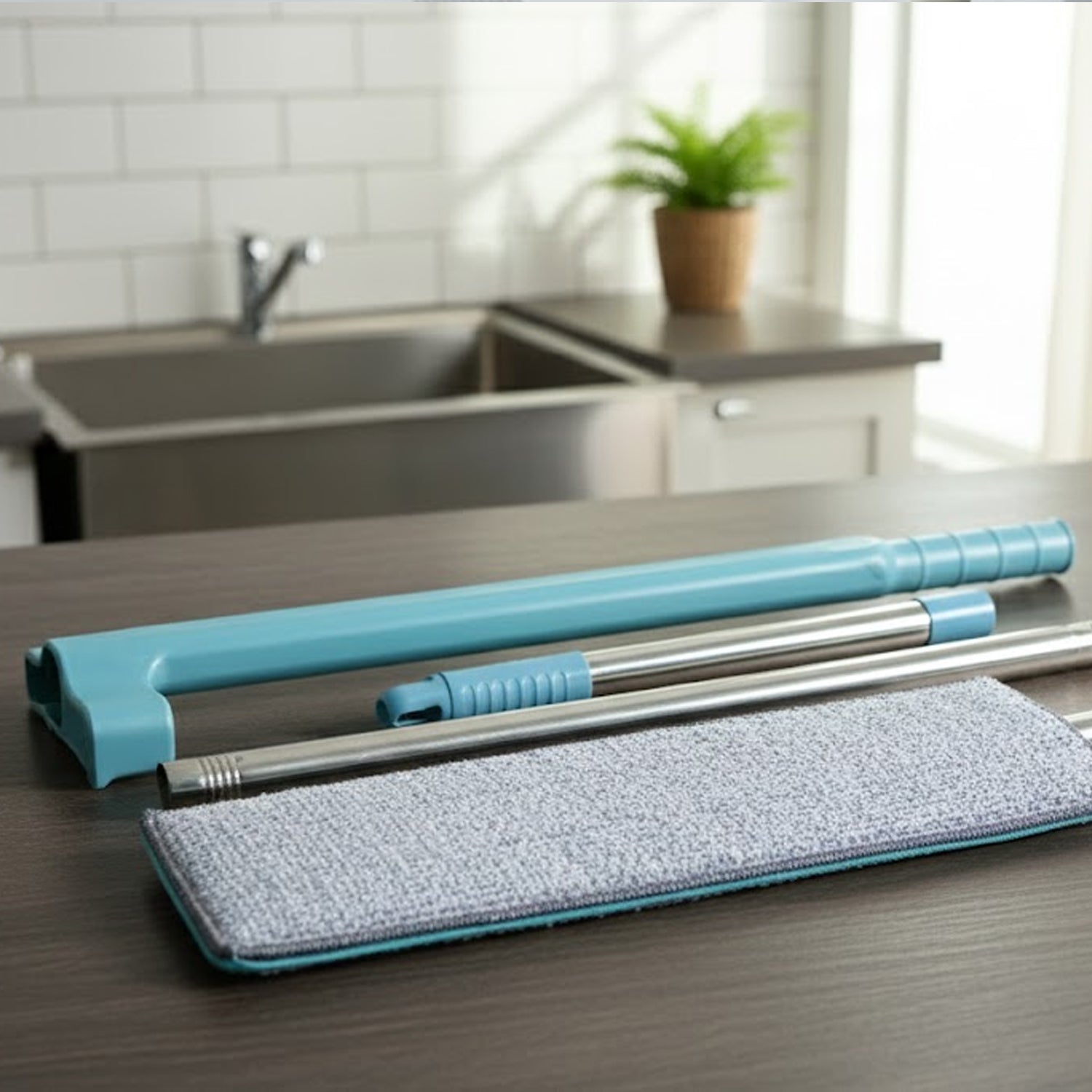 Flat Floor Cleaning Mop with Long Handle (1 Pc)