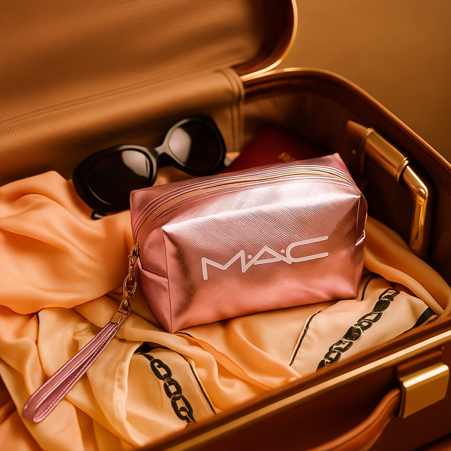 Metallic Travel Makeup Pouch - (1 Pc / Mix Design)