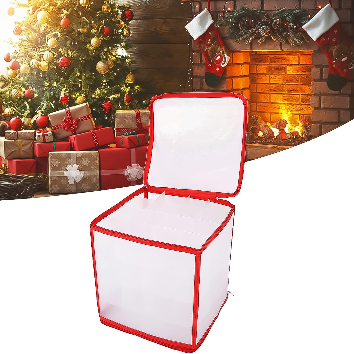 Transparent Zipper Sock Organizer Storage Box (30×30 CM)