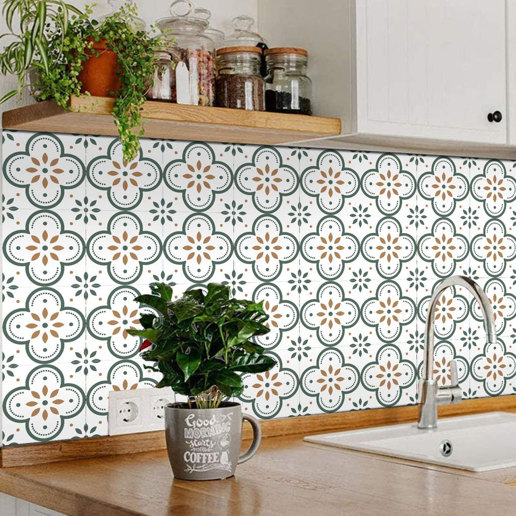 Peel & Stick 8×8 Inch Floor Tiles for Kitchen & Bathroom (10 Pc Set)