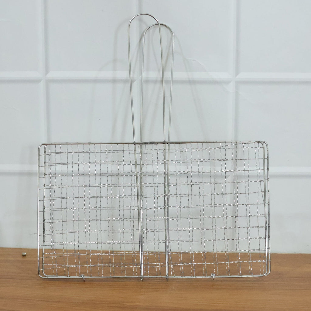 Heavy-Duty Stainless-Steel Barbecue Grill Basket (1 Pc)