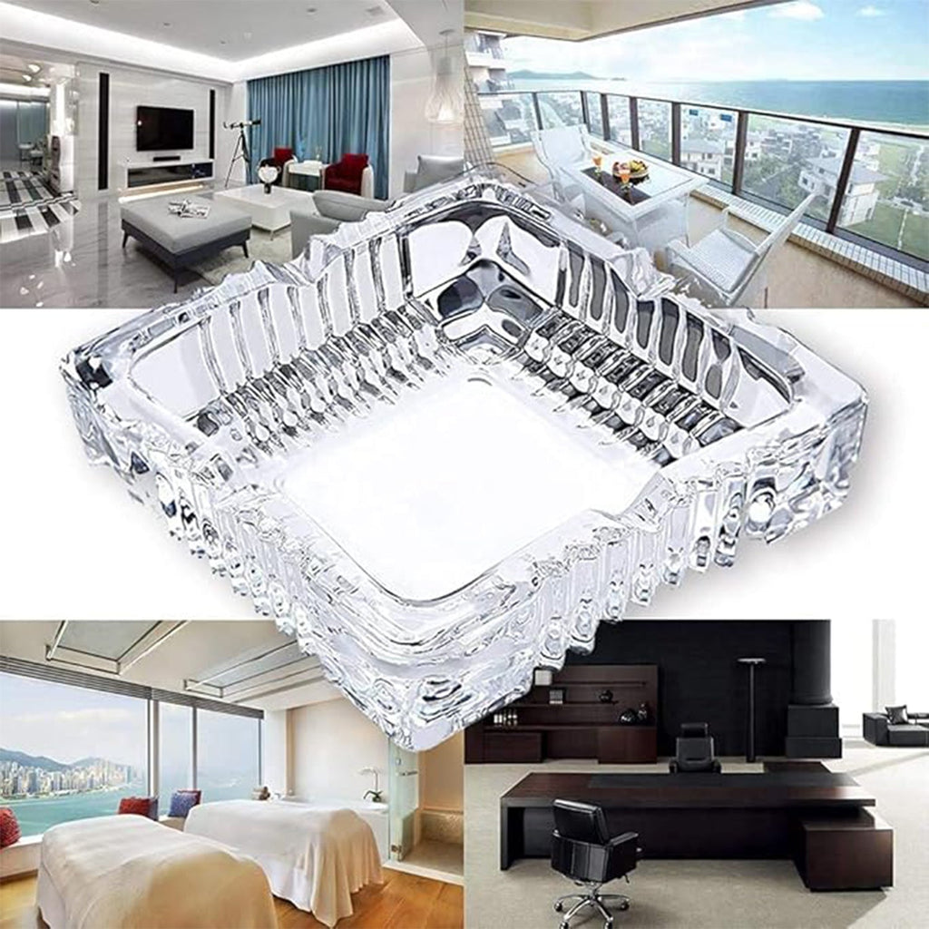 Square Glass Misti Crystal Quality Cigar Cigarette Ashtray
