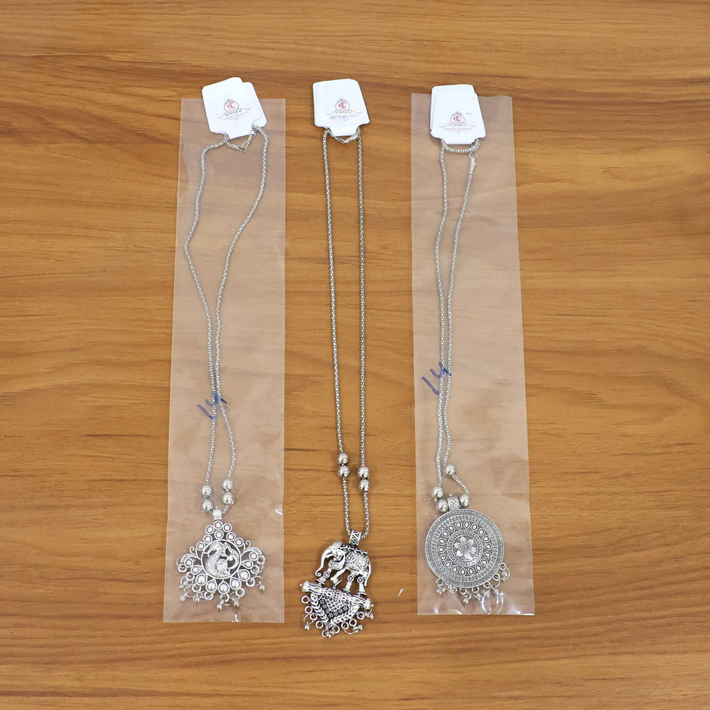 Oxidised Silver Finish Traditional Pendant Necklace – Mix Design (1 Pc)