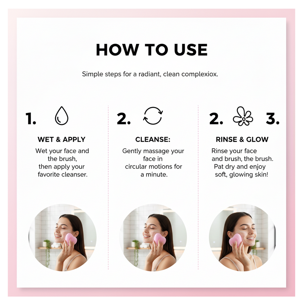 Heart-Shaped Silicone Face Wash Brush – Facial Cleansing Scrubber for Women