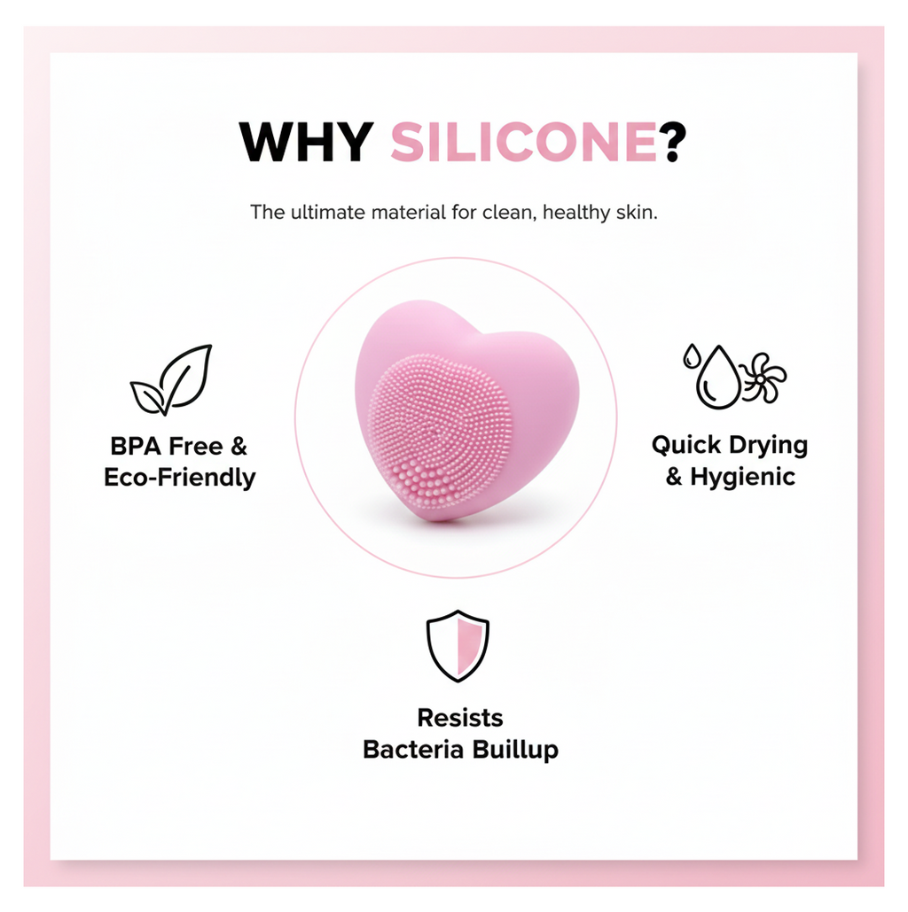 Heart-Shaped Silicone Face Wash Brush – Facial Cleansing Scrubber for Women