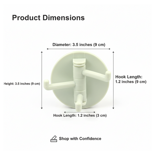180° Rotating Punch-Free 3-Hook Sticky Hook – 1 Pc