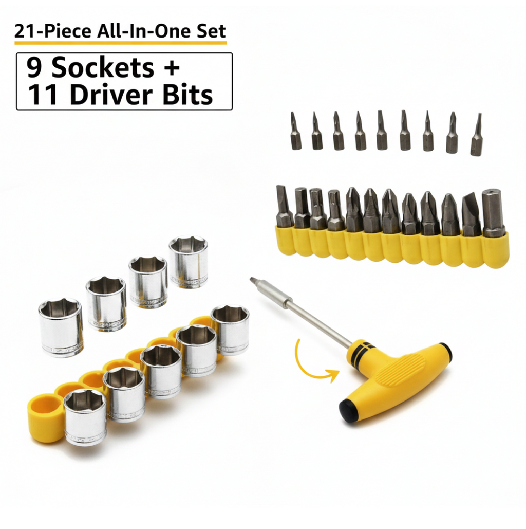 24pcs T shape screwdriver set Batch Head Ratchet Pawl Socket Spanner hand tools
