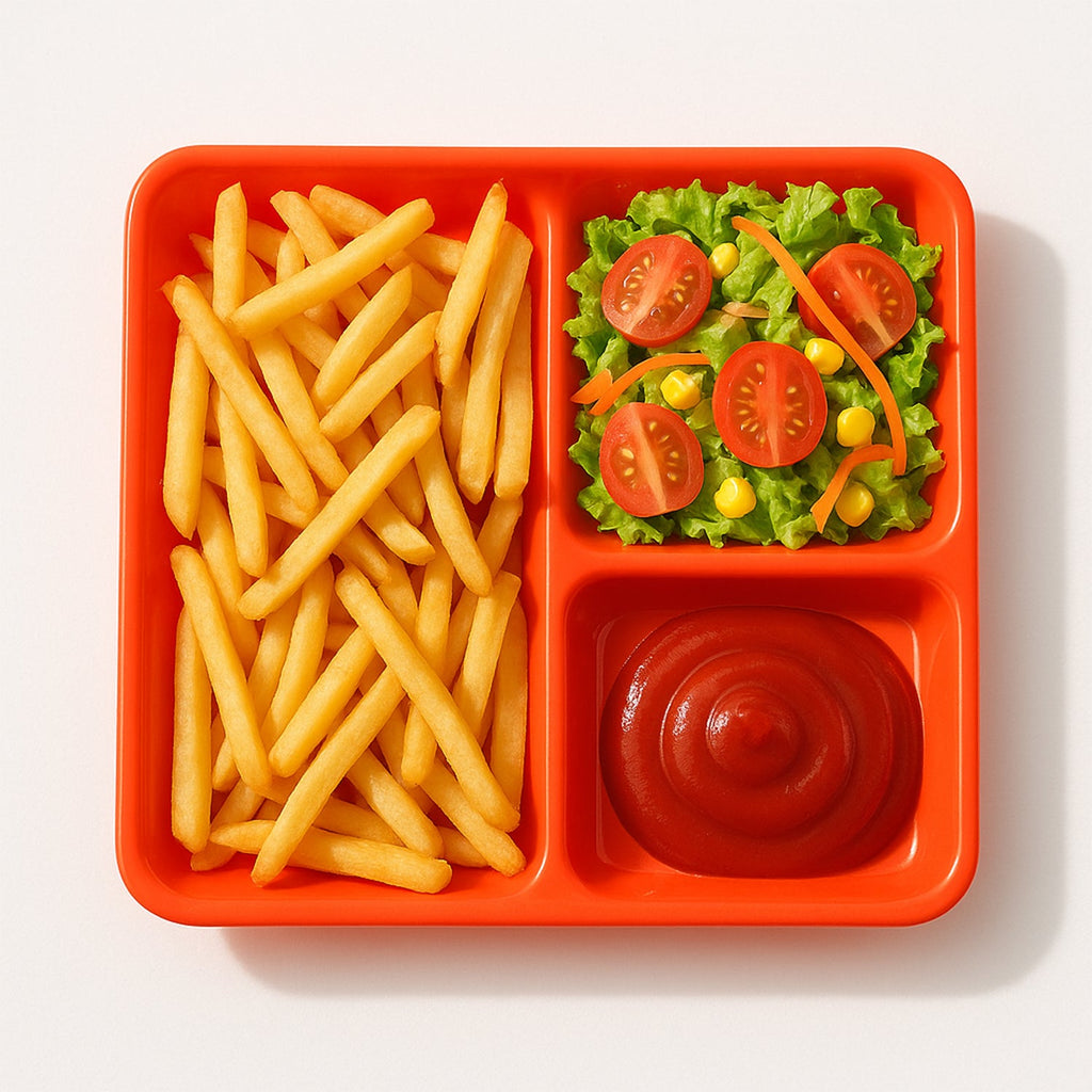 Plastic 3-Compartment Rectangular Meal Serving Tray / Plates (1 Pc)