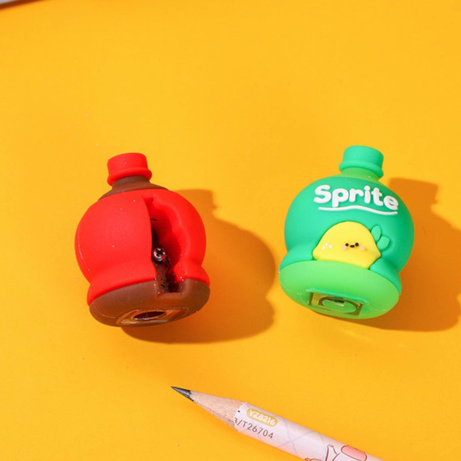 2-in-1 3D Cold Drink Bottle Shape Rubber Pencil Sharpener and Eraser Set(24 Pcs Set )