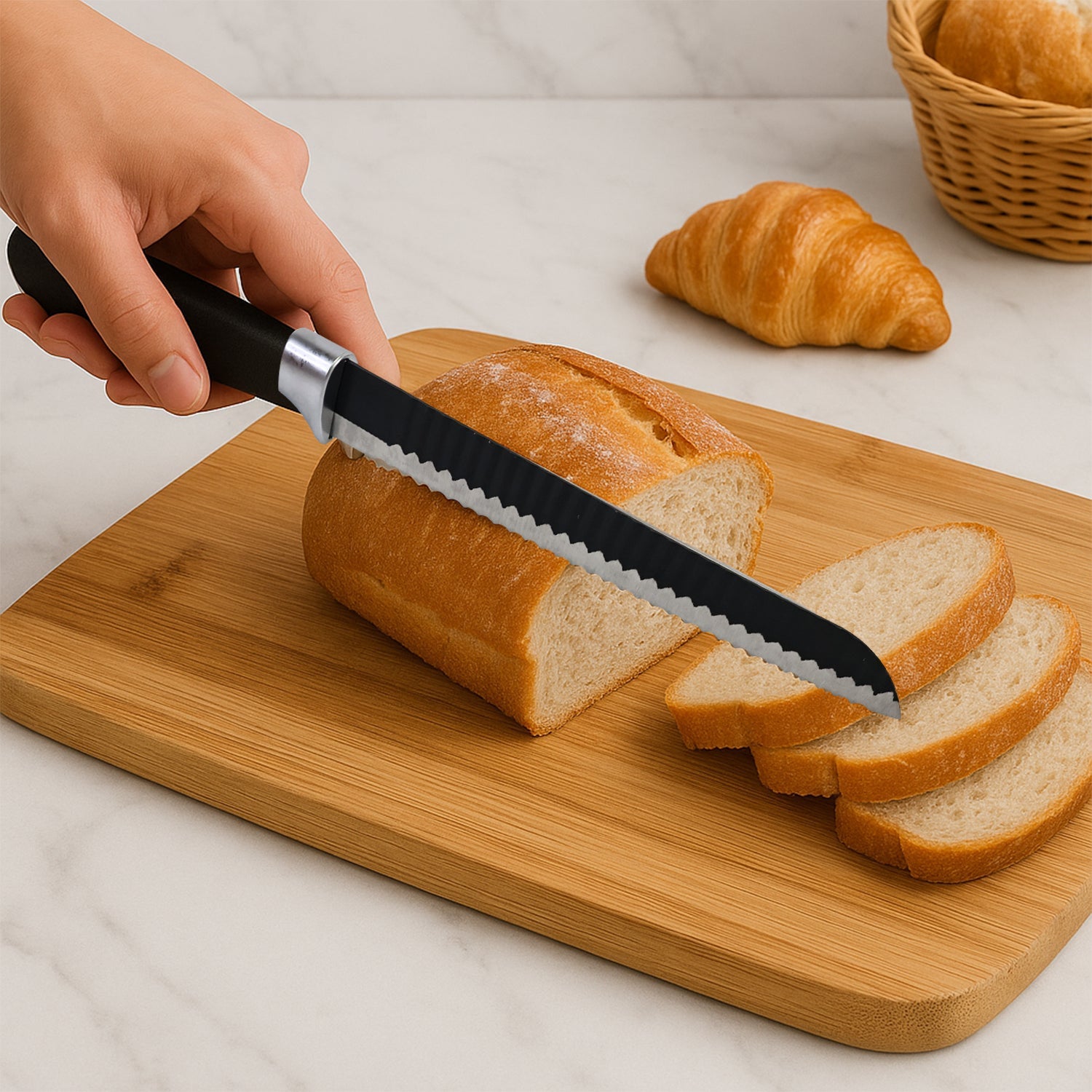 Premium 32 Cm Serrated Bread Knife with Ergonomic Handle, Chhari
