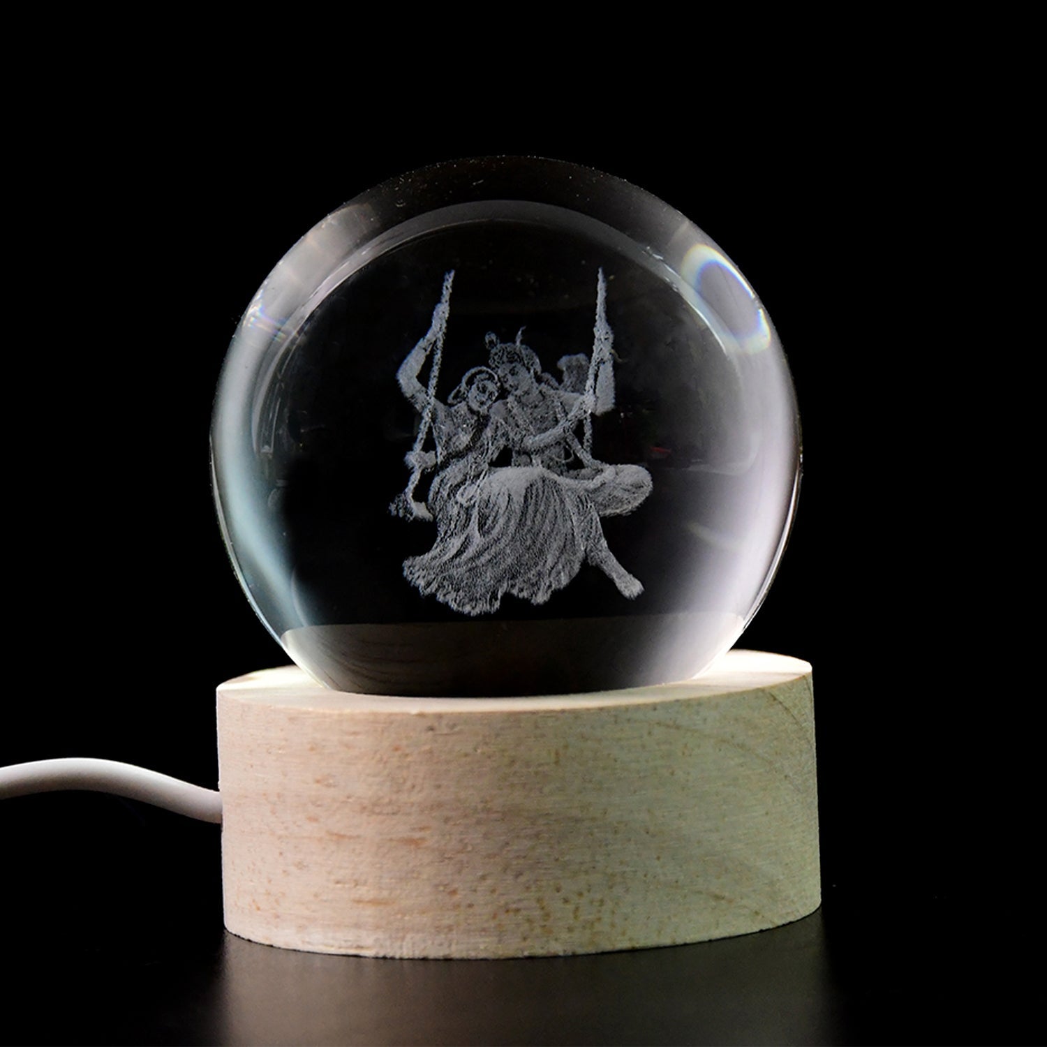 Radha Krishna 3D Crystal Ball Lamp