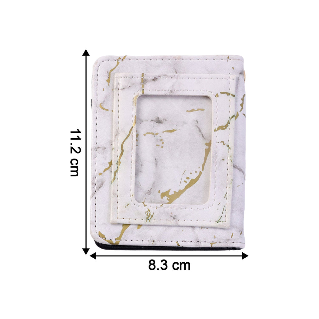 Compact Marble Finish Snap Button Card Holder Wallet (1 Pc)